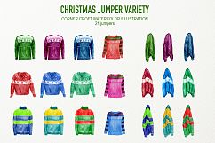 Hand Painted Watercolor Christmas Jumpers Variety Clipart Product Image 2