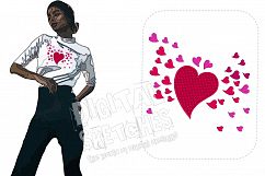 Heart Rain Machine Embroidery Design 4 Sizes Product Image 1
