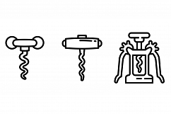 Corkscrew icons set, outline style Product Image 1