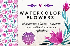 Watercolor Flowers Clip-Art Set  Product Image 1
