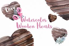 Watercolor Wooden Hearts Product Image 1