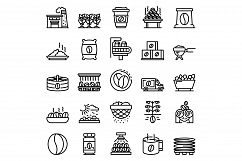Coffee production icons set, outline style Product Image 1