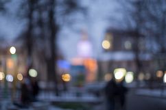 Blurred  european city during sunset Product Image 1