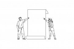 Look On Paper List Showing Boy And Girl Vector Product Image 1