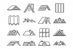House roof icons set, outline style Product Image 1