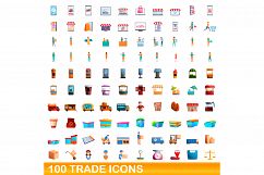 100 trade icons set, cartoon style Product Image 1