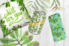 Tropical leaves PNG watercolor set Product Image 2
