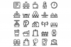 Waiting area icons set, outline style Product Image 1