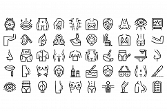 Body correction icons set, outline style Product Image 1