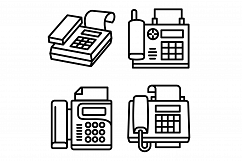 Fax icons set, outline style Product Image 1