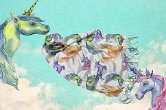 Cute unicorn horse PNG watercolor collection set Product Image 9