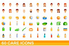 60 care icons set, cartoon style Product Image 1