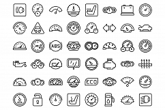 Car dashboard icons set, outline style Product Image 1