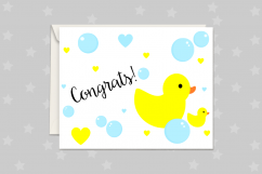 New Baby Card, Rubber Duck Greeting Card Printable Product Image 1