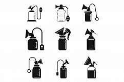 Breast pump mother icons set, simple style Product Image 1