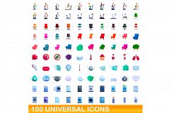 100 universal icons set, cartoon style Product Image 1