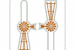 Farm Windmill with Ladder Key Fob Machine Embroidery Design Product Image 7