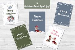 Cute Christmas dogs winter watercolor clipart Product Image 8