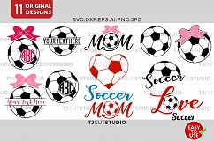 Soccer Monogram svg, Soccer SVG, Soccer Mom SVG, Bow Monogram SVG, love soccer, for Silhouette Cameo or Cricut Commercial &amp; Personal Use. Product Image 1