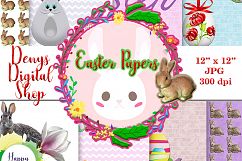 Easter Digital Papers, Easter Scrapbook Paper, Easter eggs Product Image 1
