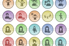 100 Women &amp; Kids Filled Low Poly Icons Product Image 2