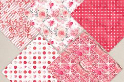 Watercolor Sweet Valentine digital paper pack Product Image 3