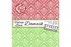 Vintage Linen Damask Digital Paper - 12 Pack Product Image 2