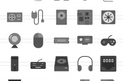 55 Computer &amp; hardware Flat Greyscale Icons Product Image 2