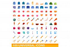 100 universal icons set, cartoon style Product Image 1