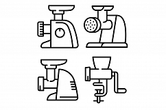 Meat grinder icons set, outline style Product Image 1