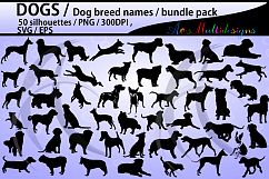 dog silhouette svg / 50 dog / dog breed names with pictures PNG / SVG / EPS / puppy/ Hq / vector / pets silhouette / animal silhouette Product Image 1