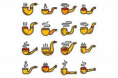 Smoking pipe icons set vector flat Product Image 1