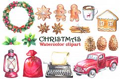Watercolor Christmas Clipart Product Image 3