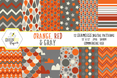 Boy Seamless Digital Patterns, Orange, Red, Gray Product Image 1