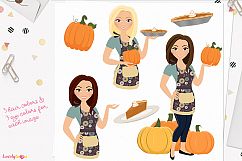 Pumpkin pie woman character clip art (L325 Margie) Product Image 1