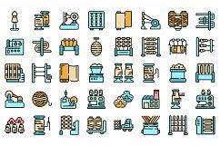 Thread production icons set vector flat Product Image 1