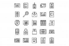 Digital personal information icons set, outline style Product Image 1