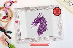 Small Great Purple dragon, Cross stitch pattern PDF Product Image 1