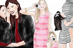 Fashion illustration clipart - Mother &amp; Daughter - Light Skin Product Image 4