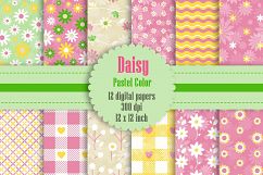 12 Daisy Flower Digital Papers in Pastel Theme Color Product Image 1