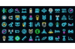 Physics icons set vector neon Product Image 1