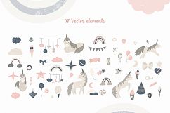 Unicorn Vector clipart Baby nursery, Baby shower, Big set Product Image 4