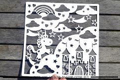 Unicorn and castle paper cut SVG / DXF / EPS files Product Image 2