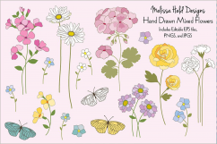 Hand Drawn Flowers &amp; Butterflies Product Image 1