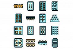 Ice cube trays icons set vector flat Product Image 1