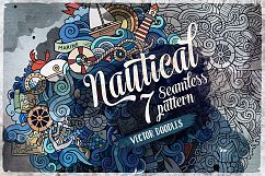 7 Nautical Doodles Seamless Patterns Product Image 1