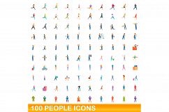 100 people icons set, cartoon style Product Image 1