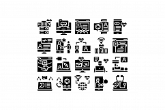 Telemedicine Treatment Glyph Set Vector Illustration flat Product Image 1