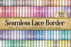 100 Seamless Watercolor Lace Border Digital Papers Product Image 1