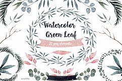 Watercolor Clipart Green Leaf Product Image 1